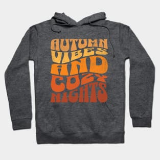 Autumn Vibes Groovy 70's Retro Textured Typography Design Hoodie